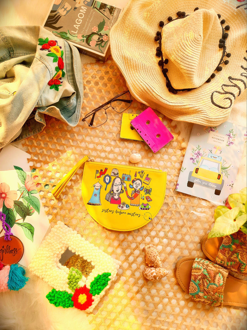 Sisters Before Misters- Doodle Pouch - SaumyasStore