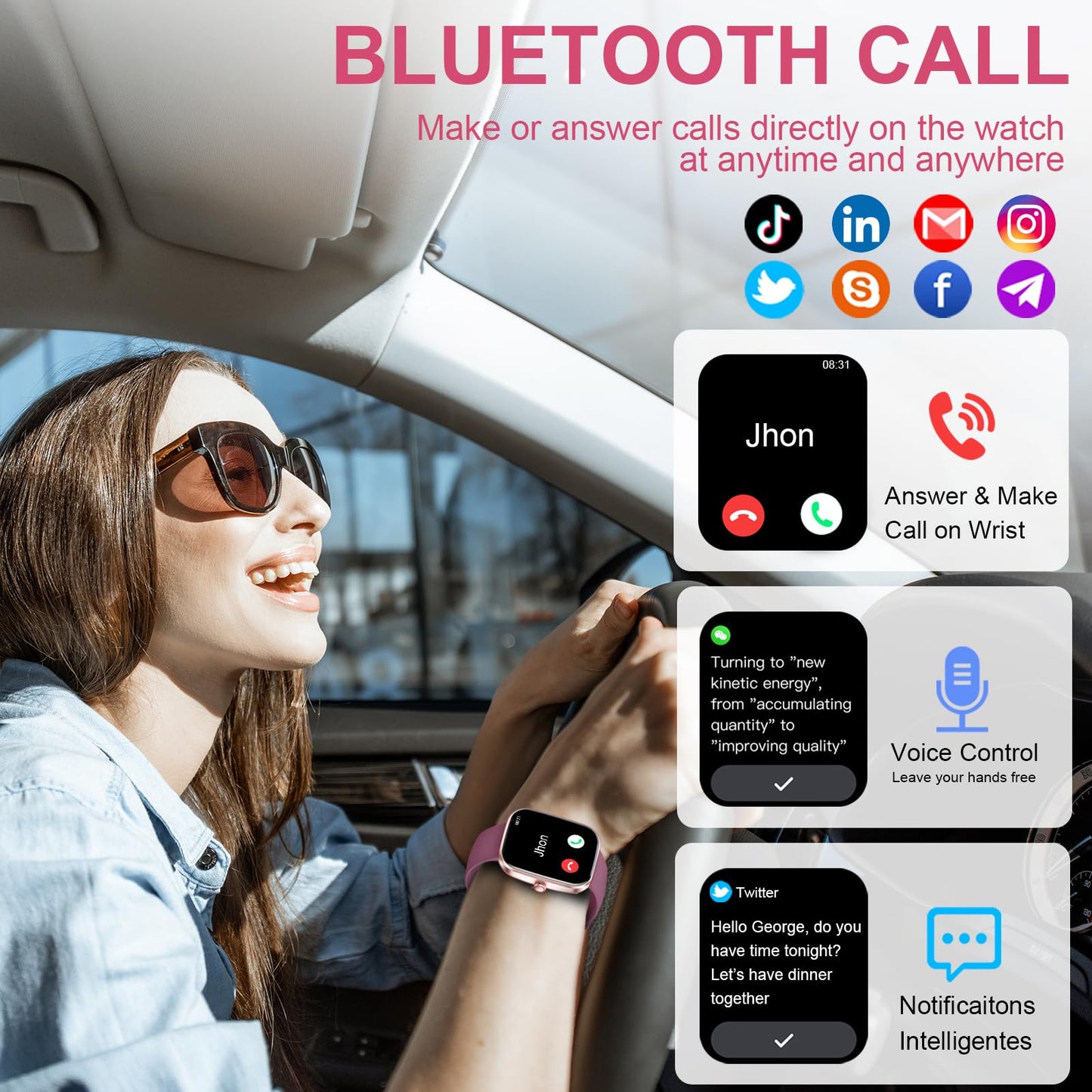 Kuizil Smart Watch, 1.91" HD Smartwatch for Men Women (Answer/Make Call), Fitness Tracker with 100+ Sport Modes, IP68 Waterproof, Heart Rate/Sleep Monitor, Activity Tracker for Android iOS Rose red SaumyasStore