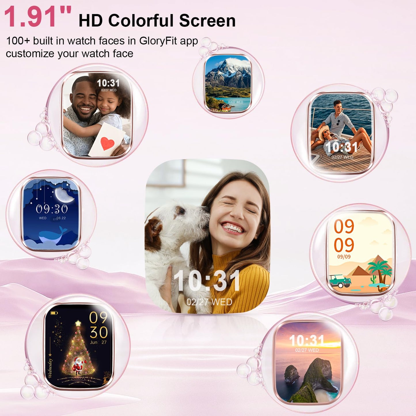 Kuizil Smart Watch, 1.91" HD Smartwatch for Men Women (Answer/Make Call), Fitness Tracker with 100+ Sport Modes, IP68 Waterproof, Heart Rate/Sleep Monitor, Activity Tracker for Android iOS Rose red SaumyasStore