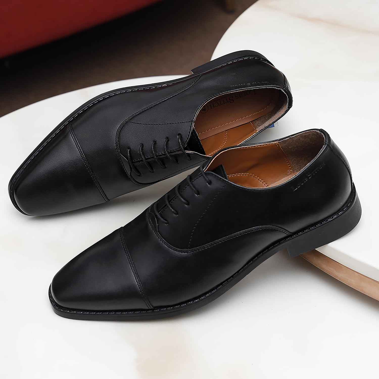 LOUIS STITCH Formal Lace Up Shoes for Men | Handcrafted Italian Leather Mens Derby Shoes | Black | RXCT | UK Size 9 SaumyasStore