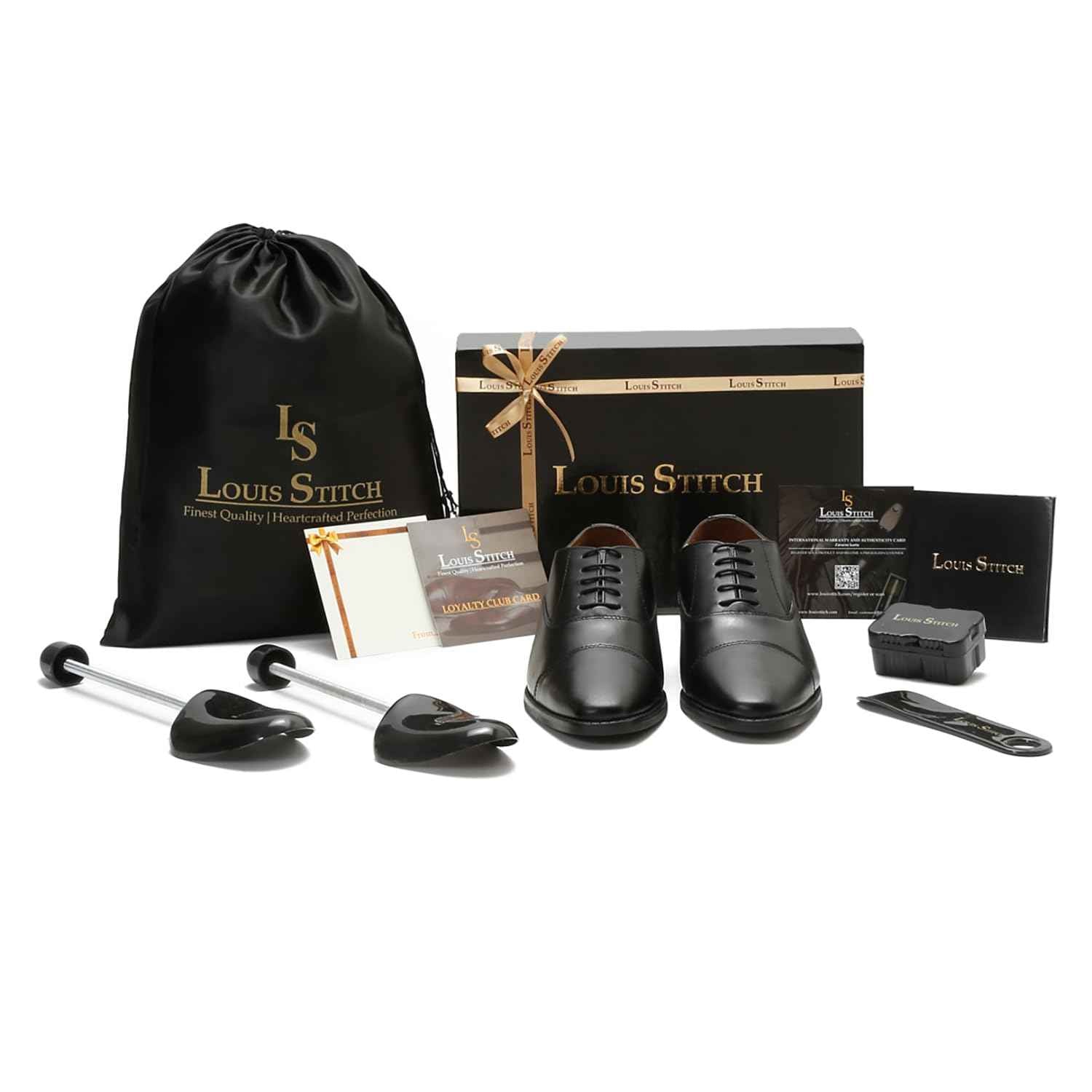 LOUIS STITCH Formal Lace Up Shoes for Men | Handcrafted Italian Leather Mens Derby Shoes | Black | RXCT | UK Size 9 SaumyasStore