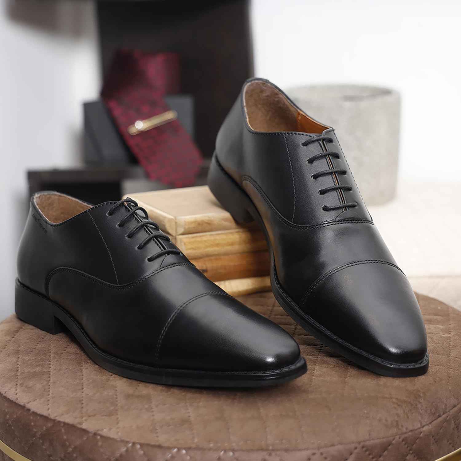 LOUIS STITCH Formal Lace Up Shoes for Men | Handcrafted Italian Leather Mens Derby Shoes | Black | RXCT | UK Size 9 SaumyasStore