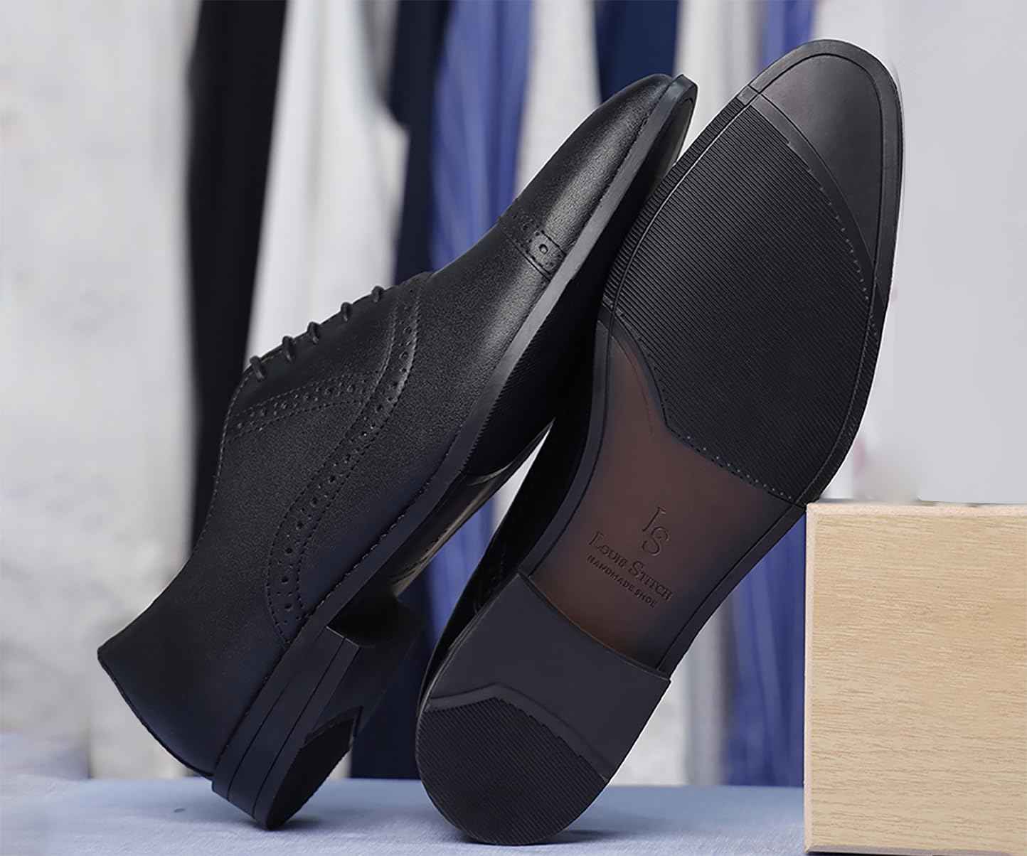 LOUIS STITCH Men's Formal Lace-up Oxford Shoes for Men | Solid Design | Ideal for Formal, Business Casual, and Parties | Obsidian Black, Size UK 8 (RG_OX) SaumyasStore