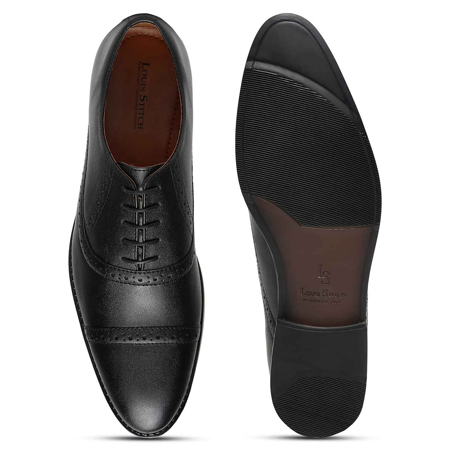 LOUIS STITCH Men's Formal Lace-up Oxford Shoes for Men | Solid Design | Ideal for Formal, Business Casual, and Parties | Obsidian Black, Size UK 8 (RG_OX) SaumyasStore