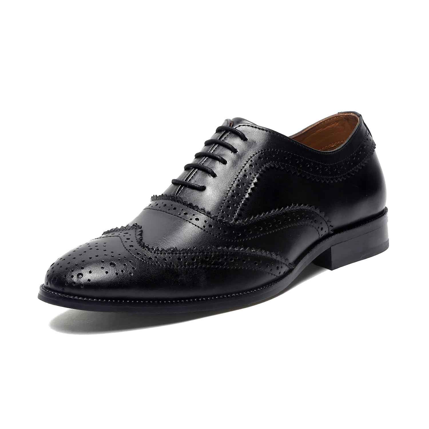 LOUIS STITCH Men's Formal Shoes | Handcrafted European Leather Brogues | Lace-Up Style for Business, Formal Brunette Brown, UK Size 8 -EUBG SaumyasStore
