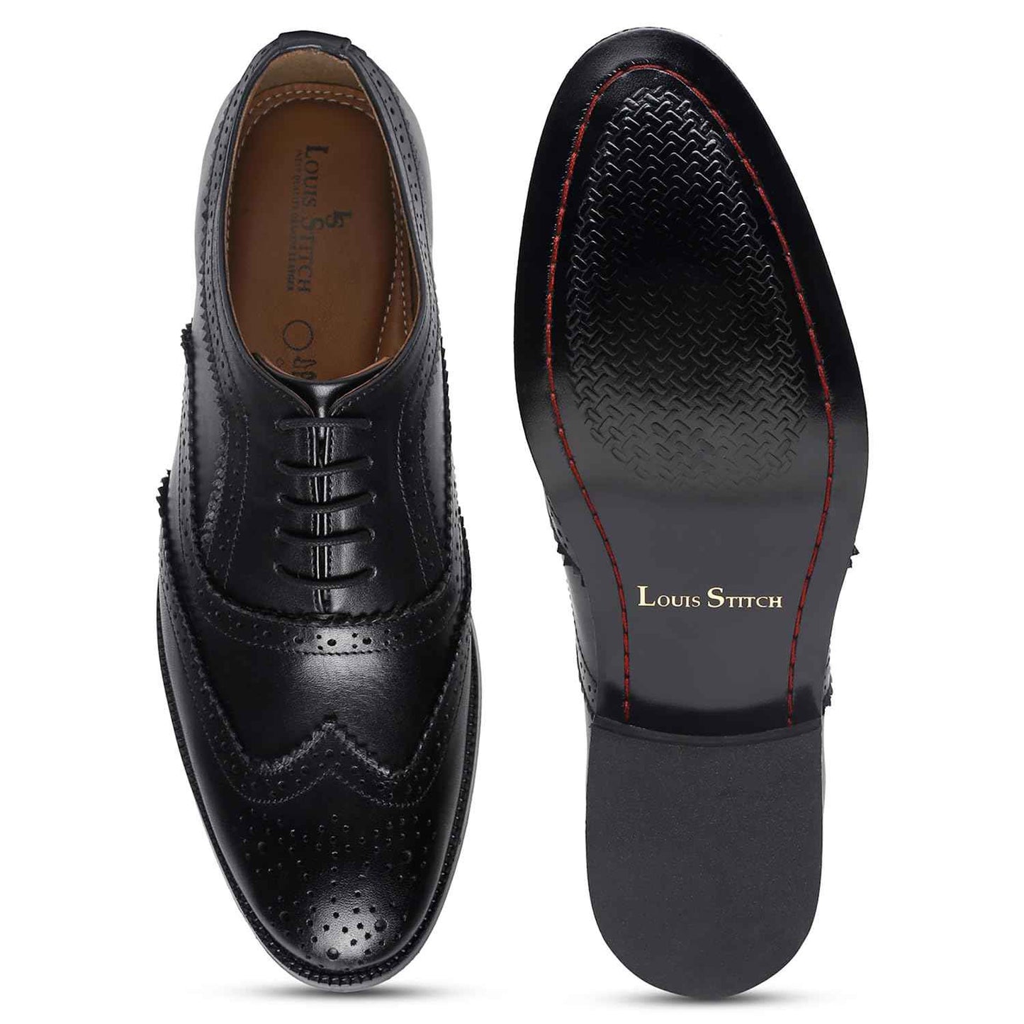 LOUIS STITCH Men's Formal Shoes | Handcrafted European Leather Brogues | Lace-Up Style for Business, Formal Brunette Brown, UK Size 8 -EUBG SaumyasStore