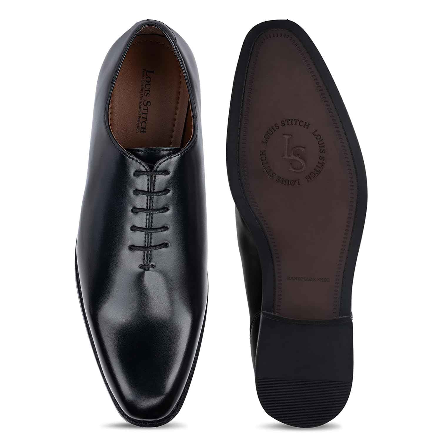 LOUIS STITCH Shoe for Man Lace-up Derby Formal Shoes | Handmade Dual Tone Patina Finish | Breathable Inner Lining | Comfortable for Business, Casual, Parties | Black | UK Size 7 (SXWC) SaumyasStore