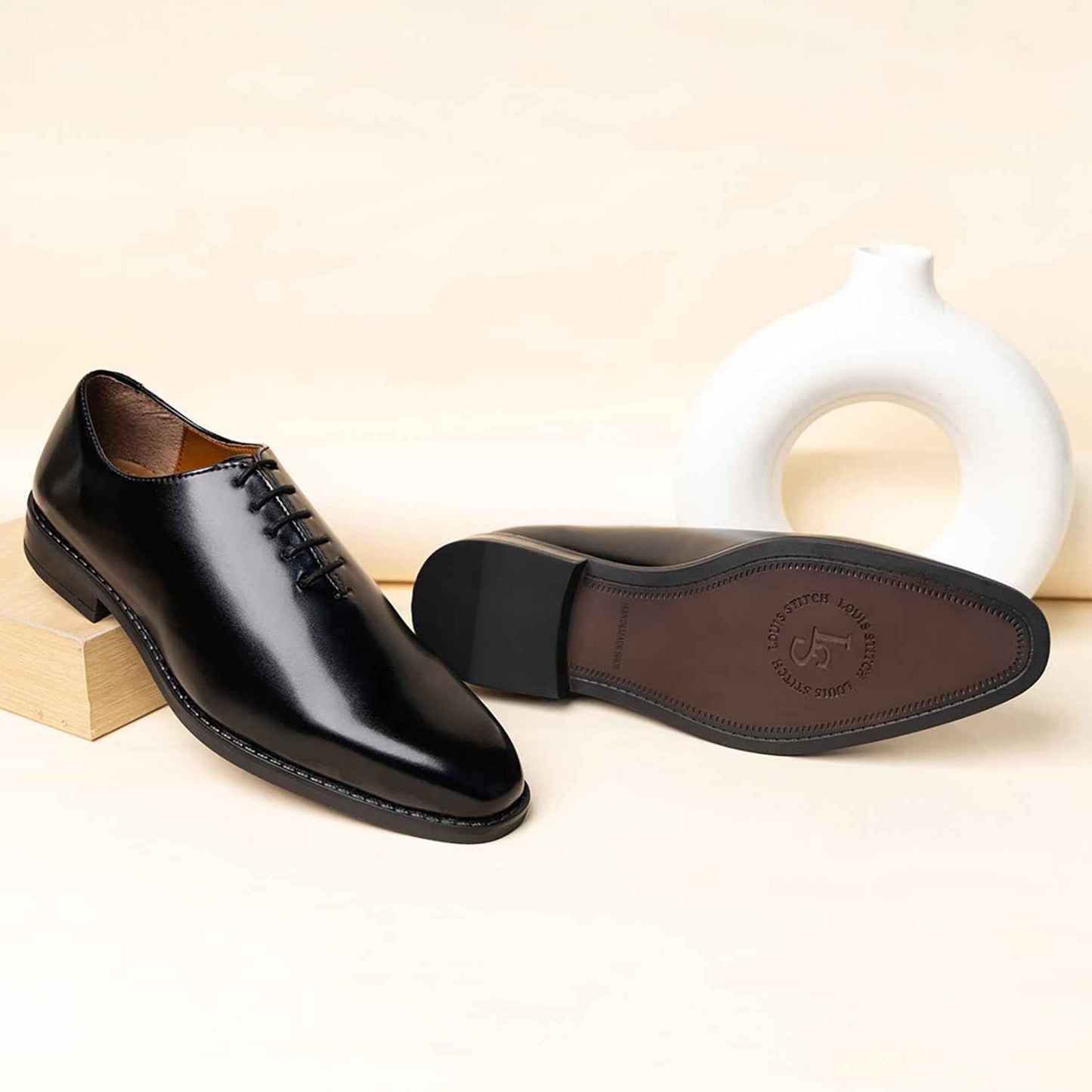 LOUIS STITCH Shoe for Man Lace-up Derby Formal Shoes | Handmade Dual Tone Patina Finish | Breathable Inner Lining | Comfortable for Business, Casual, Parties | Black | UK Size 7 (SXWC) SaumyasStore