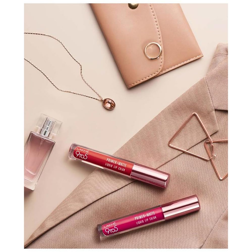 Lakme 9 to 5 Primer + Matte Liquid Lipstick - Mr4 Deep Maroon, 4.2 ml SaumyasStore