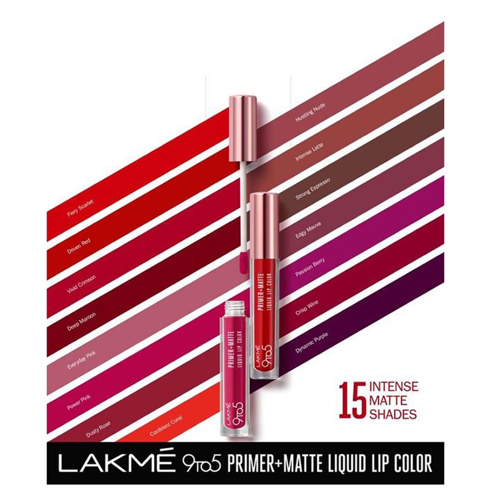 Lakme 9 to 5 Primer + Matte Liquid Lipstick - Mr4 Deep Maroon, 4.2 ml SaumyasStore