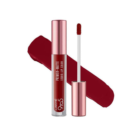 Lakme 9 to 5 Primer + Matte Liquid Lipstick - Mr4 Deep Maroon, 4.2 ml SaumyasStore