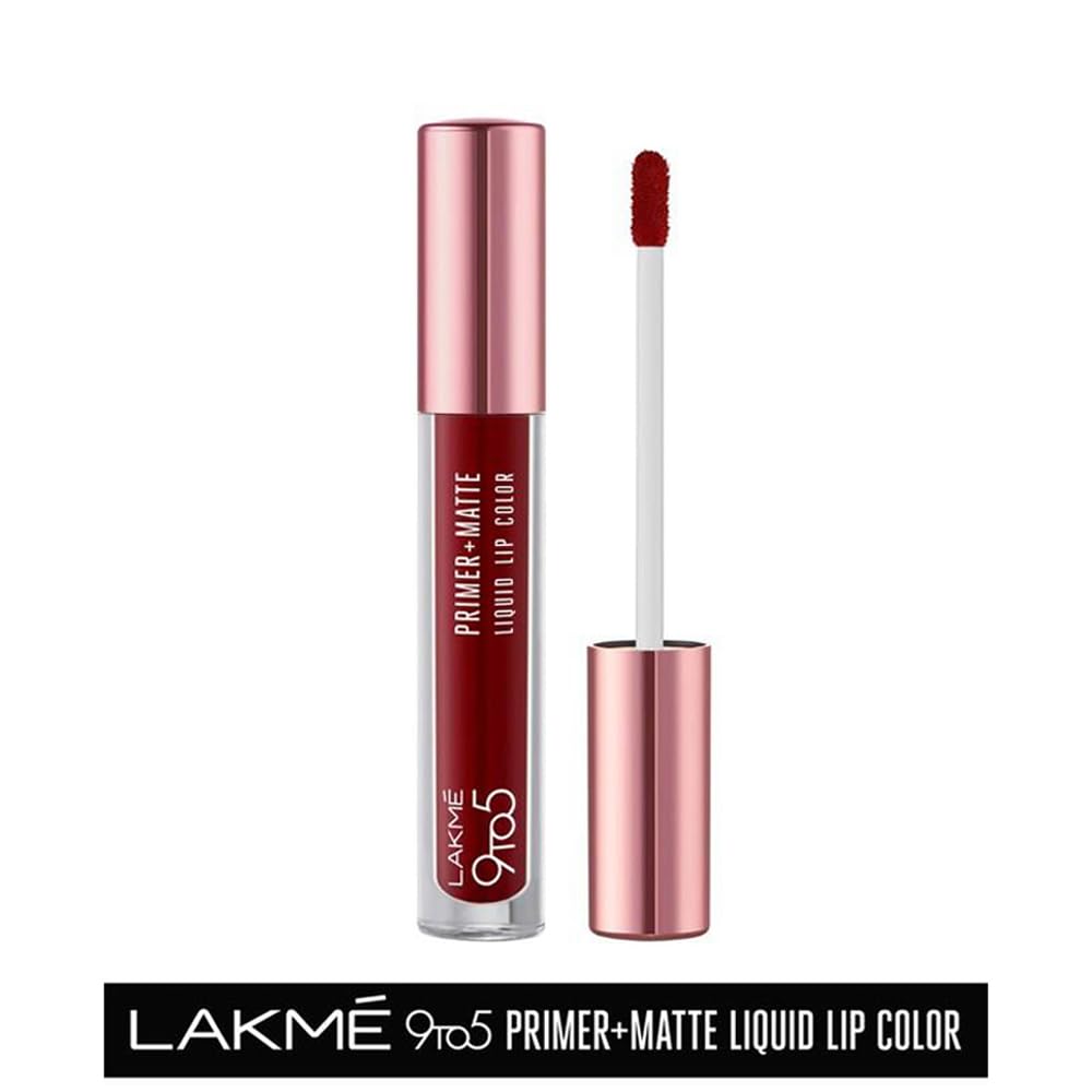 Lakme 9 to 5 Primer + Matte Liquid Lipstick - Mr4 Deep Maroon, 4.2 ml SaumyasStore
