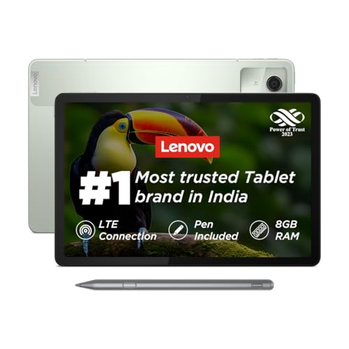 Lenovo Tab M11 with Pen| 4G (LTE) + Wi-Fi | 8 Gb Ram, 128 Gb ROM (Expandable Upto 1 Tb)| 11 Inch Screen, 90 Hz Refresh Rate| Quad Speaker with Dolby Atmos| 13 Mp Rear Camera| Google Kids Space,Green SaumyasStore