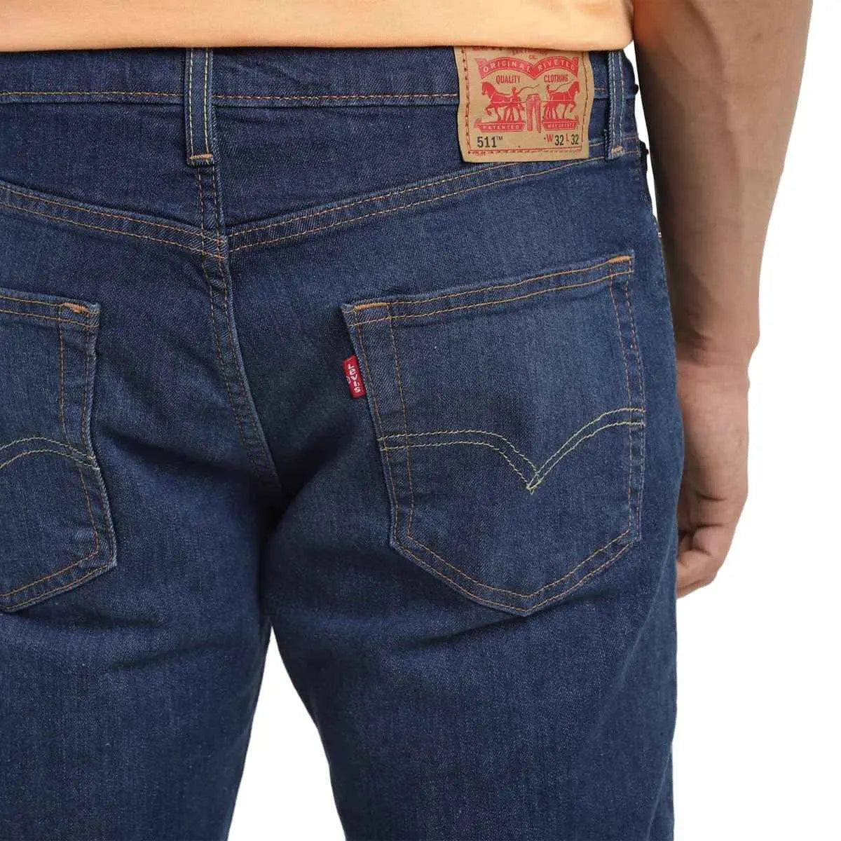 Levi's Men's 511 Slim Fit Mid-Rise Light Fade Stretchable Jeans Dark Blue SaumyasStore