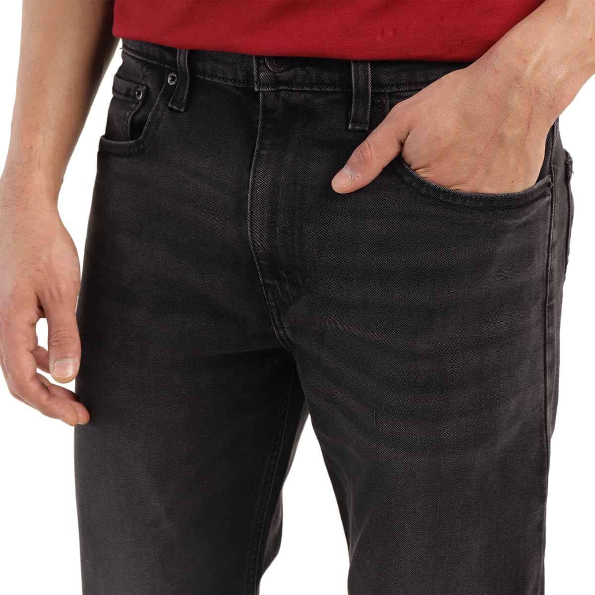 Levi's Men's 512 Slim Tapered Fit Mid-Rise Light Fade Stretchable Jeans Black SaumyasStore