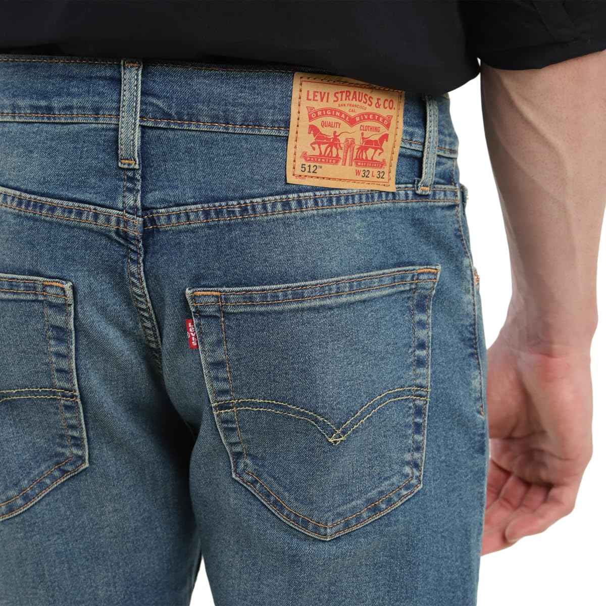 Levi's Men's 512 Slim Tapered Fit Mid-Rise Light Fade Stretchable Jeans Blue SaumyasStore