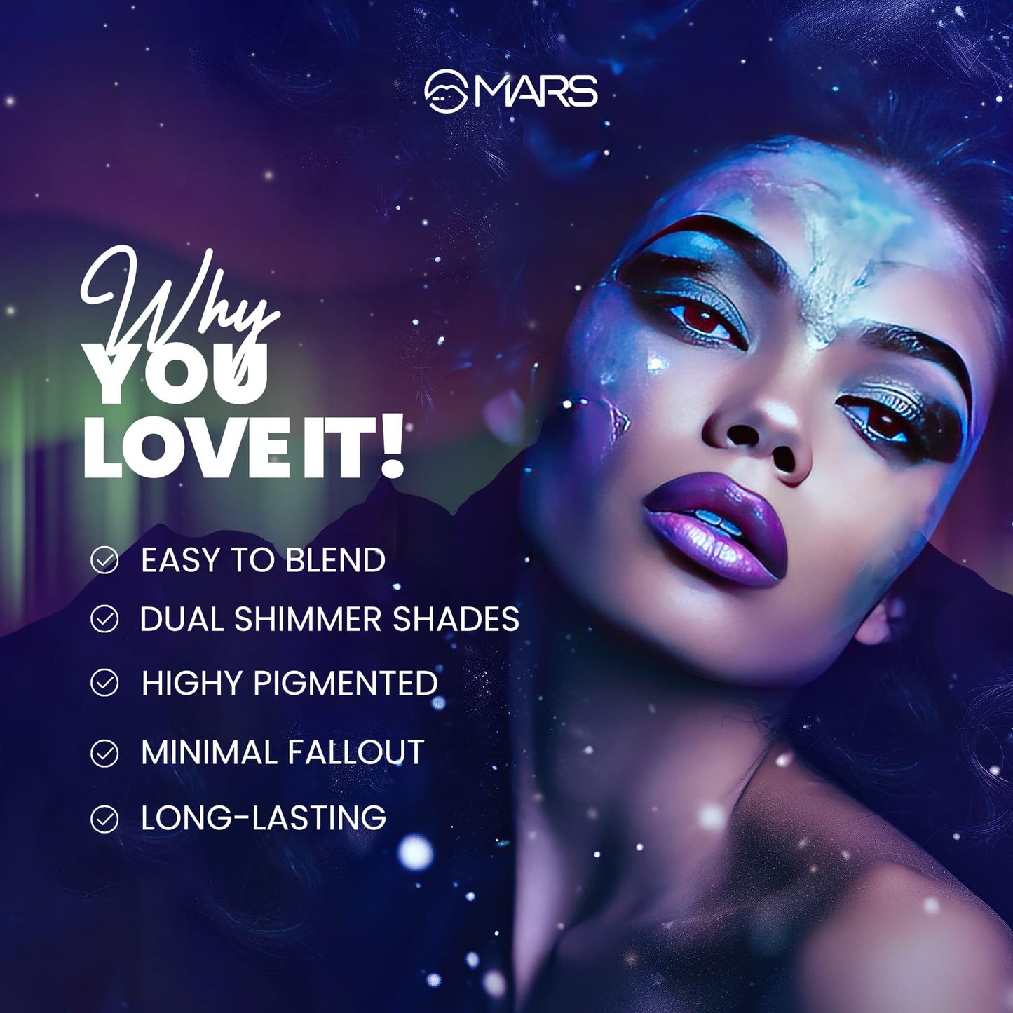 MARS Northern Lights In A Pan Eyeshadow With Dual-Tone Shimmer Shades | Single Swipe Pigmentation | Easy to Blend | (0.5gm) (03-FINLAND FLASH) SaumyasStore