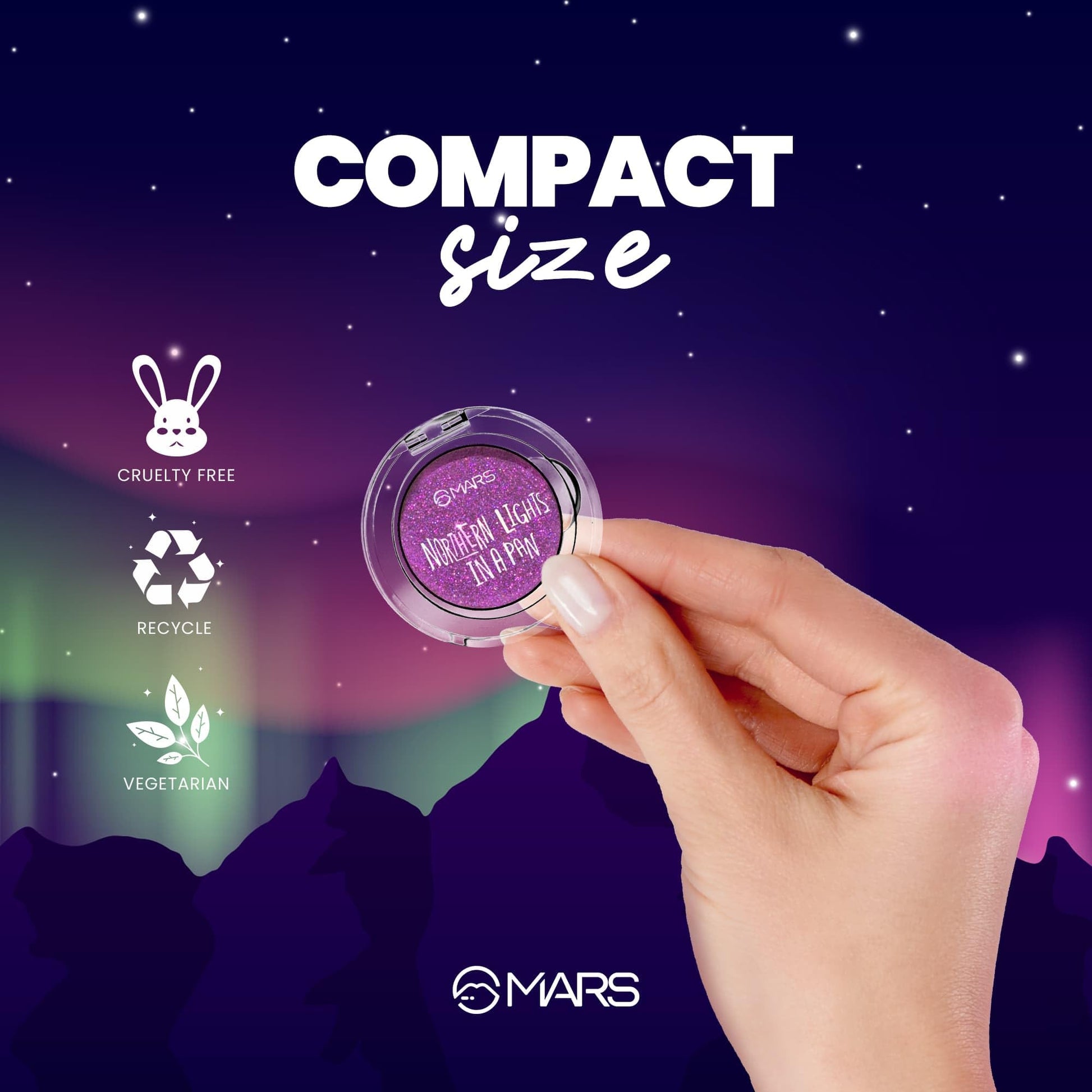 MARS Northern Lights In A Pan Eyeshadow With Dual-Tone Shimmer Shades | Single Swipe Pigmentation | Easy to Blend | (0.5gm) (03-FINLAND FLASH) SaumyasStore