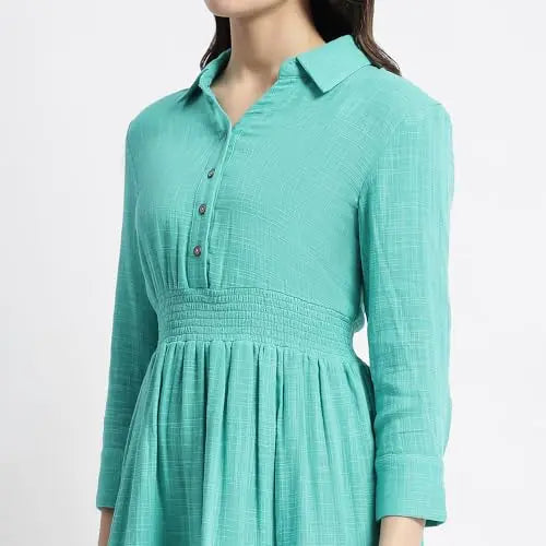 Madame Fit and Flare Sea Green Mini Dress SaumyasStore