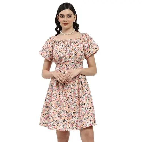 Madame Off Shoulder Orange Cotton Midi Dress SaumyasStore