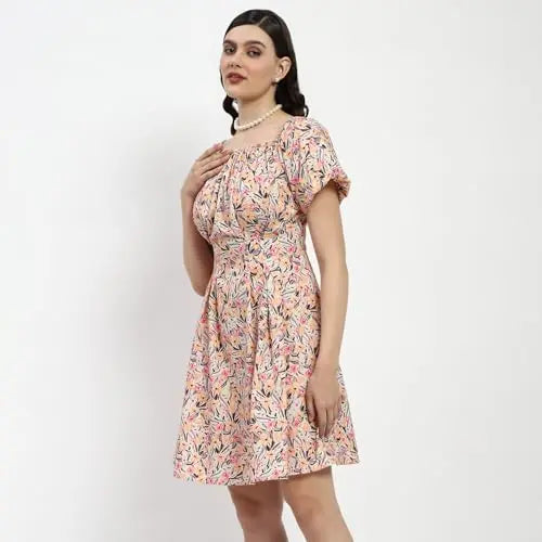 Madame Off Shoulder Orange Cotton Midi Dress SaumyasStore