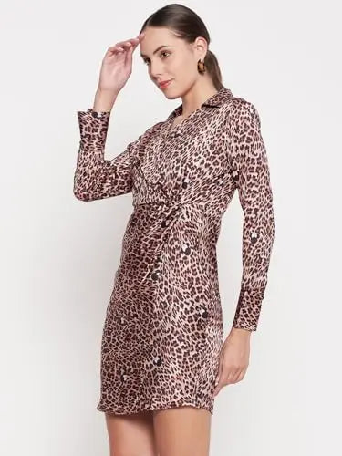 Madame Women Printed Brown Dress SaumyasStore