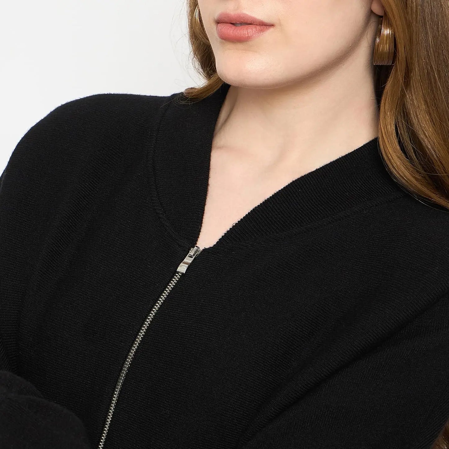 Madame Zipped Knit Dress for Women Black SaumyasStore