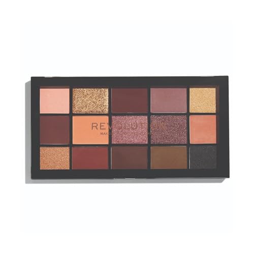 Makeup Revolution Eyeshadow Palette, Highly Pigmented Includes 15 Shades, Shimmery and Velvet Finish, Beige and Brown Shade, Reloaded Velvet Rose - 16.5g SaumyasStore