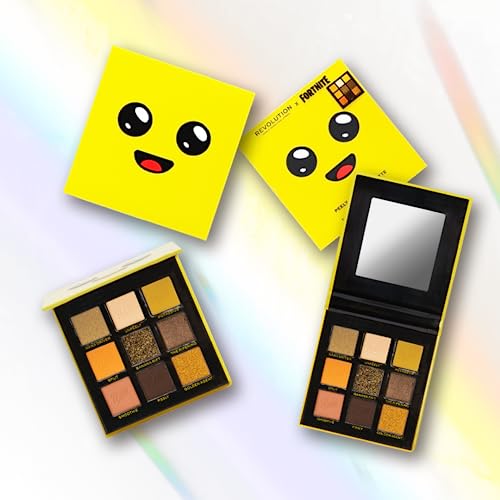 Makeup Revolution-X Fortnite-9 Pan Shadow Palette- Peely | Unpeel high-impact looks |Pops of Peely's signature yellow |Featuring smokey shimmers & cream mattes |A travel-friendly, cute palette | 9gm SaumyasStore