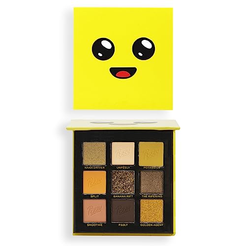 Makeup Revolution-X Fortnite-9 Pan Shadow Palette- Peely | Unpeel high-impact looks |Pops of Peely's signature yellow |Featuring smokey shimmers & cream mattes |A travel-friendly, cute palette | 9gm SaumyasStore