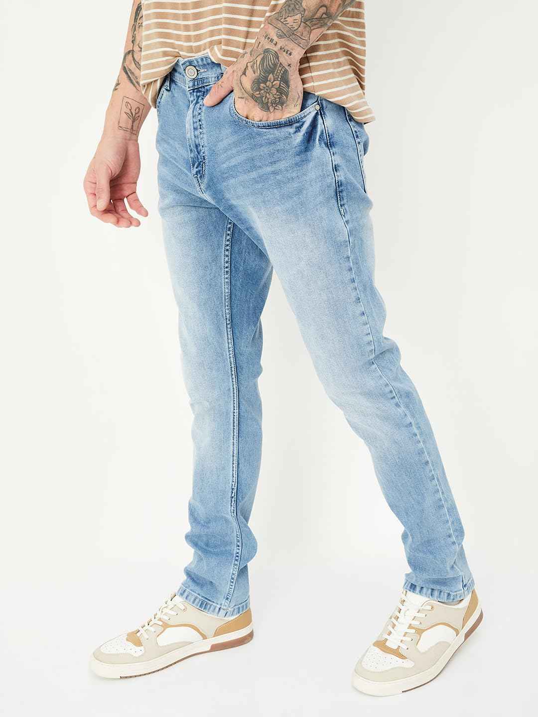 Max URB_N Men Slim Fit Washed Jeans (DMBSLFES2304GVLIGHT Blue)_34 SaumyasStore