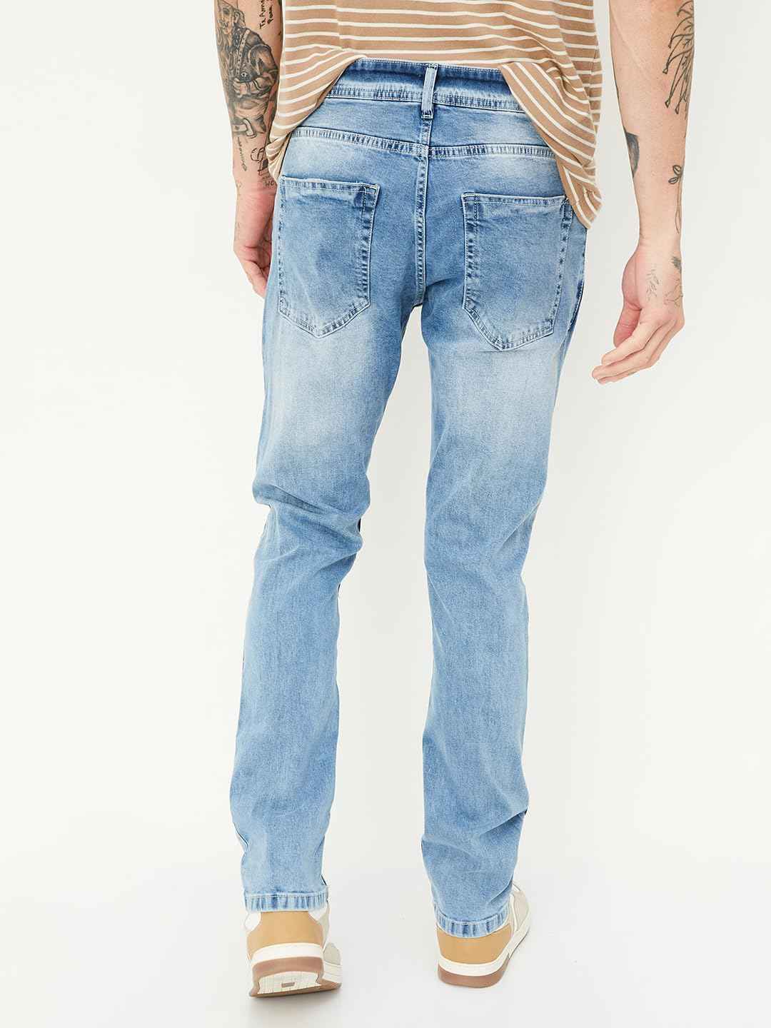 Max URB_N Men Slim Fit Washed Jeans (DMBSLFES2304GVLIGHT Blue)_34 SaumyasStore