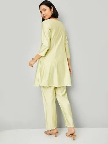 Max Women's Polyester Blend Kurta Set (COPJ52001_Green SaumyasStore