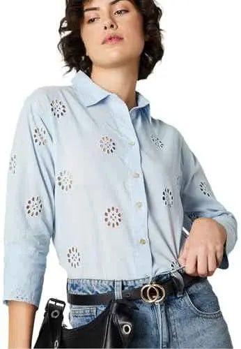 Max Women's Regular Fit Shirt (ELISSA1D_Blue SaumyasStore