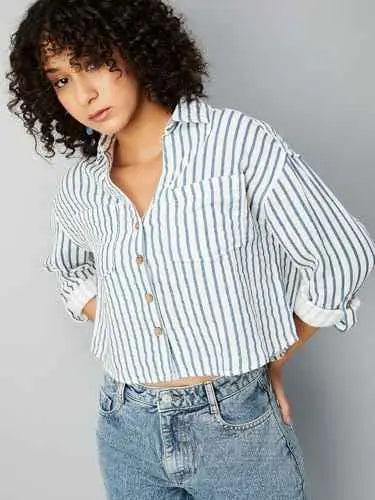 Max Women's Regular Fit Shirt (ELISSA1D_Blue SaumyasStore