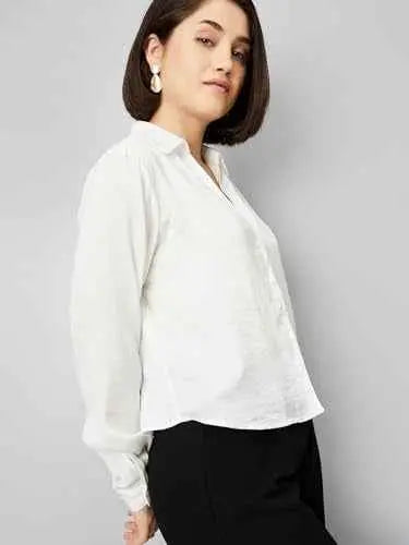 Max Women's Regular Fit Shirt (SFT3603_Ivory SaumyasStore