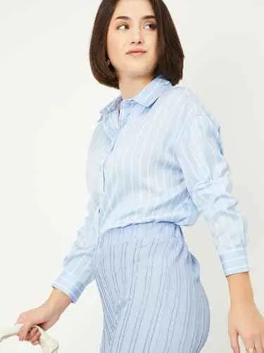 Max Women's Regular Fit Shirt (SFT3604_Blue SaumyasStore