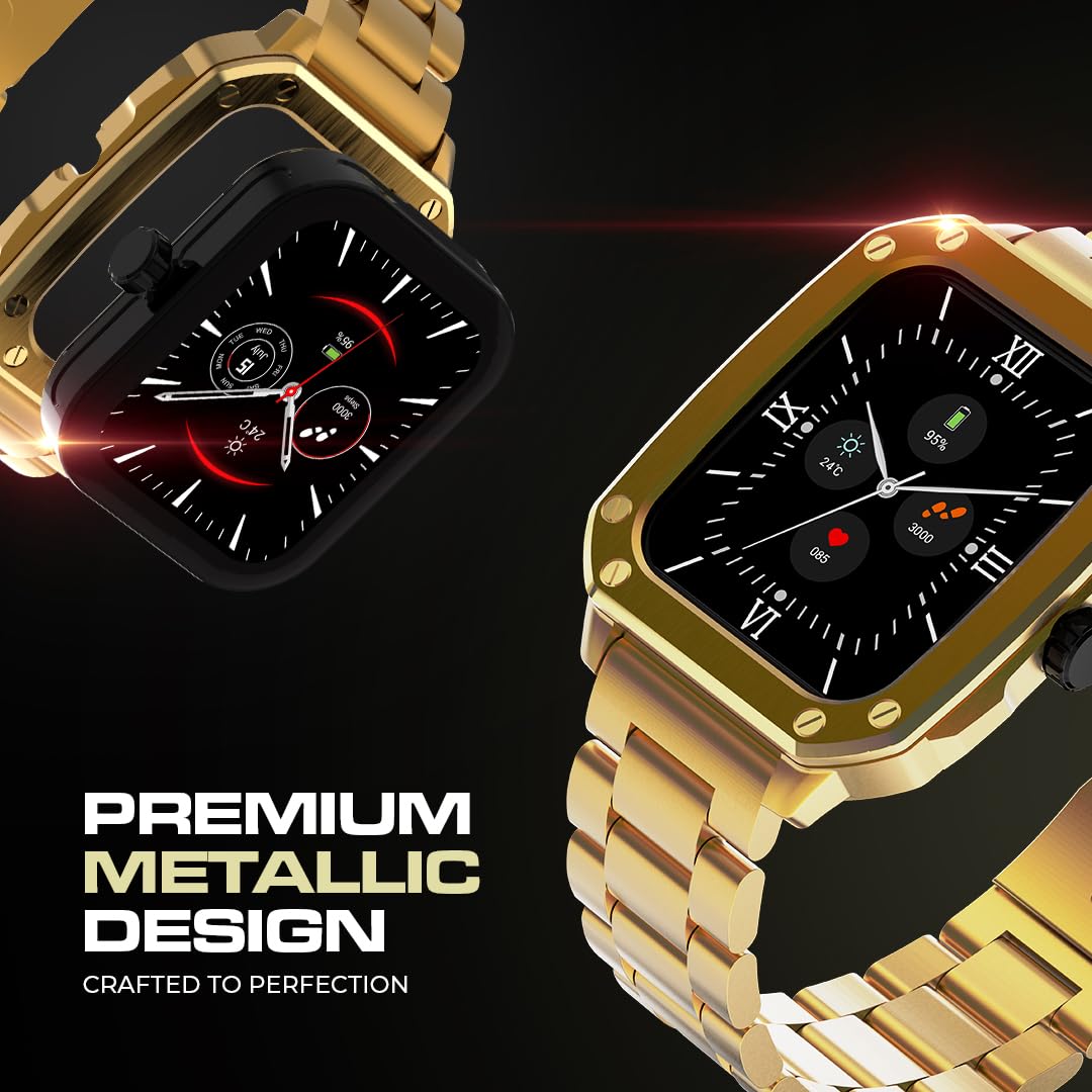 Maxima Flash+ 1.91" Ultra HD Display Bluetooth Calling Smart Watch with Dual Case, Active Crown, 10 Days Battery, 600 Nits Brightness, 100+ Sports Mode, Heart Rate (Silver SS Chain + Black Silicone) SaumyasStore