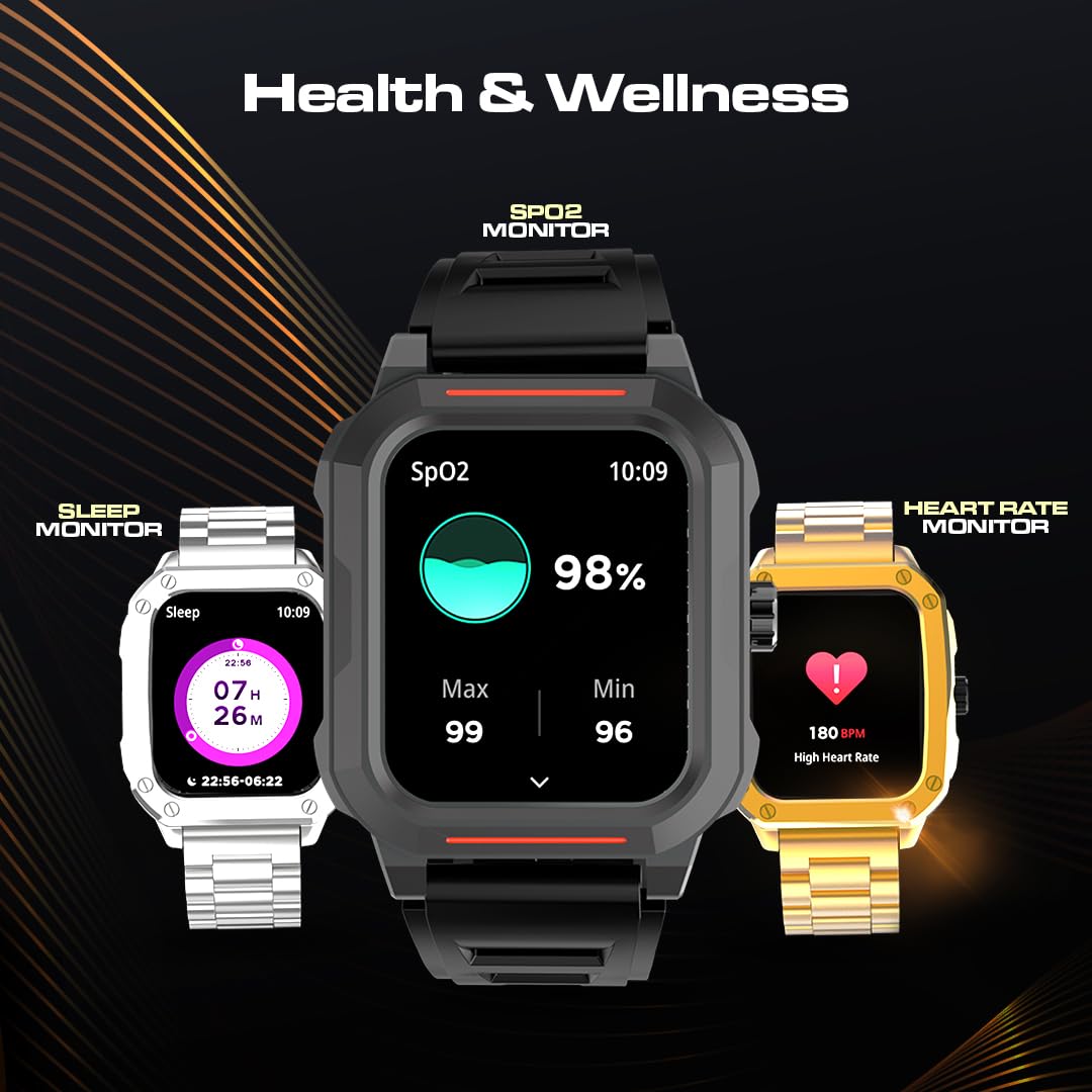 Maxima Flash+ 1.91" Ultra HD Display Bluetooth Calling Smart Watch with Dual Case, Active Crown, 10 Days Battery, 600 Nits Brightness, 100+ Sports Mode, Heart Rate (Silver SS Chain + Black Silicone) SaumyasStore