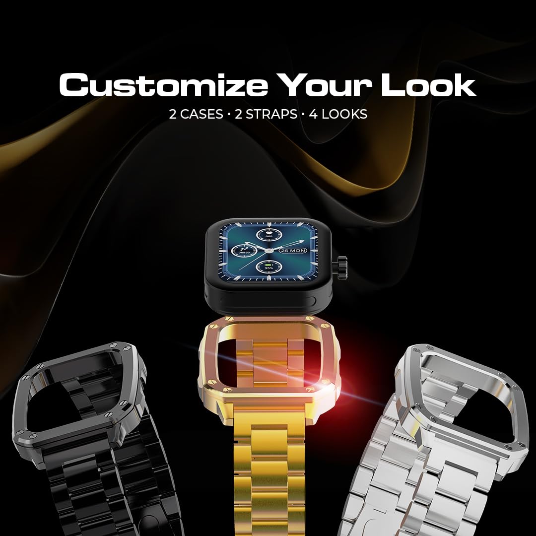 Maxima Flash+ 1.91" Ultra HD Display Bluetooth Calling Smart Watch with Dual Case, Active Crown, 10 Days Battery, 600 Nits Brightness, 100+ Sports Mode, Heart Rate (Silver SS Chain + Black Silicone) SaumyasStore