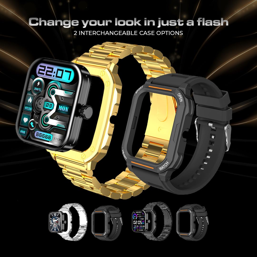 Maxima Flash+ 1.91" Ultra HD Display Bluetooth Calling Smart Watch with Dual Case, Active Crown, 10 Days Battery, 600 Nits Brightness, 100+ Sports Mode, Heart Rate (Silver SS Chain + Black Silicone) SaumyasStore