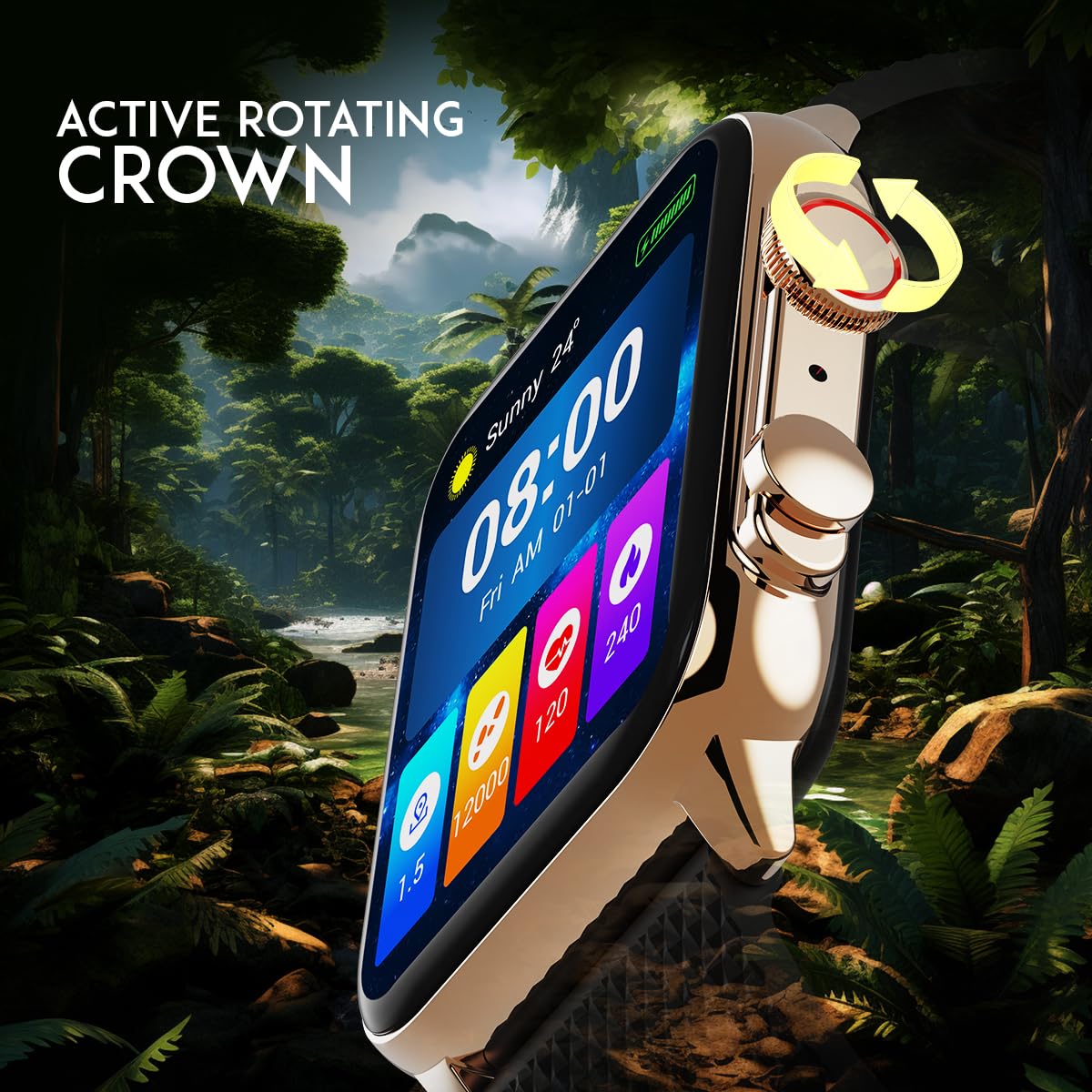 Maxima Hunt 1.78" Super AMOLED Smart Watch, Bluetooth Calling, 368x488 Resolution,1000 Nits,60hz Refresh, Metallic Build, AI Voice Assistant, BT 5.2 Seamless Connection, Active Crown (Rose Gold Black) SaumyasStore