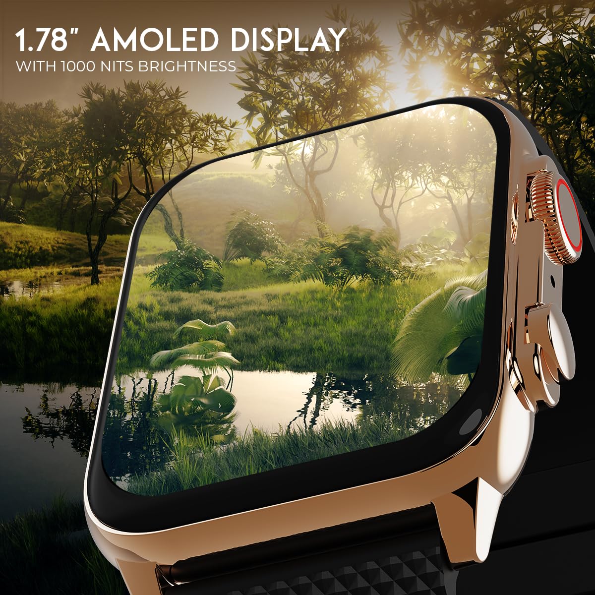 Maxima Hunt 1.78" Super AMOLED Smart Watch, Bluetooth Calling, 368x488 Resolution,1000 Nits,60hz Refresh, Metallic Build, AI Voice Assistant, BT 5.2 Seamless Connection, Active Crown (Rose Gold Black) SaumyasStore