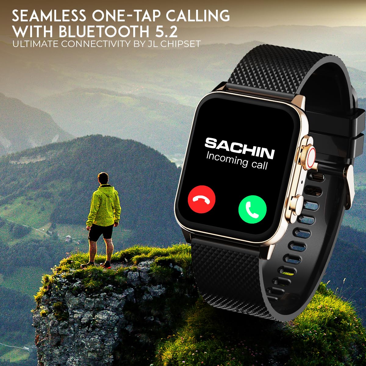 Maxima Hunt 1.78" Super AMOLED Smart Watch, Bluetooth Calling, 368x488 Resolution,1000 Nits,60hz Refresh, Metallic Build, AI Voice Assistant, BT 5.2 Seamless Connection, Active Crown (Rose Gold Black) SaumyasStore