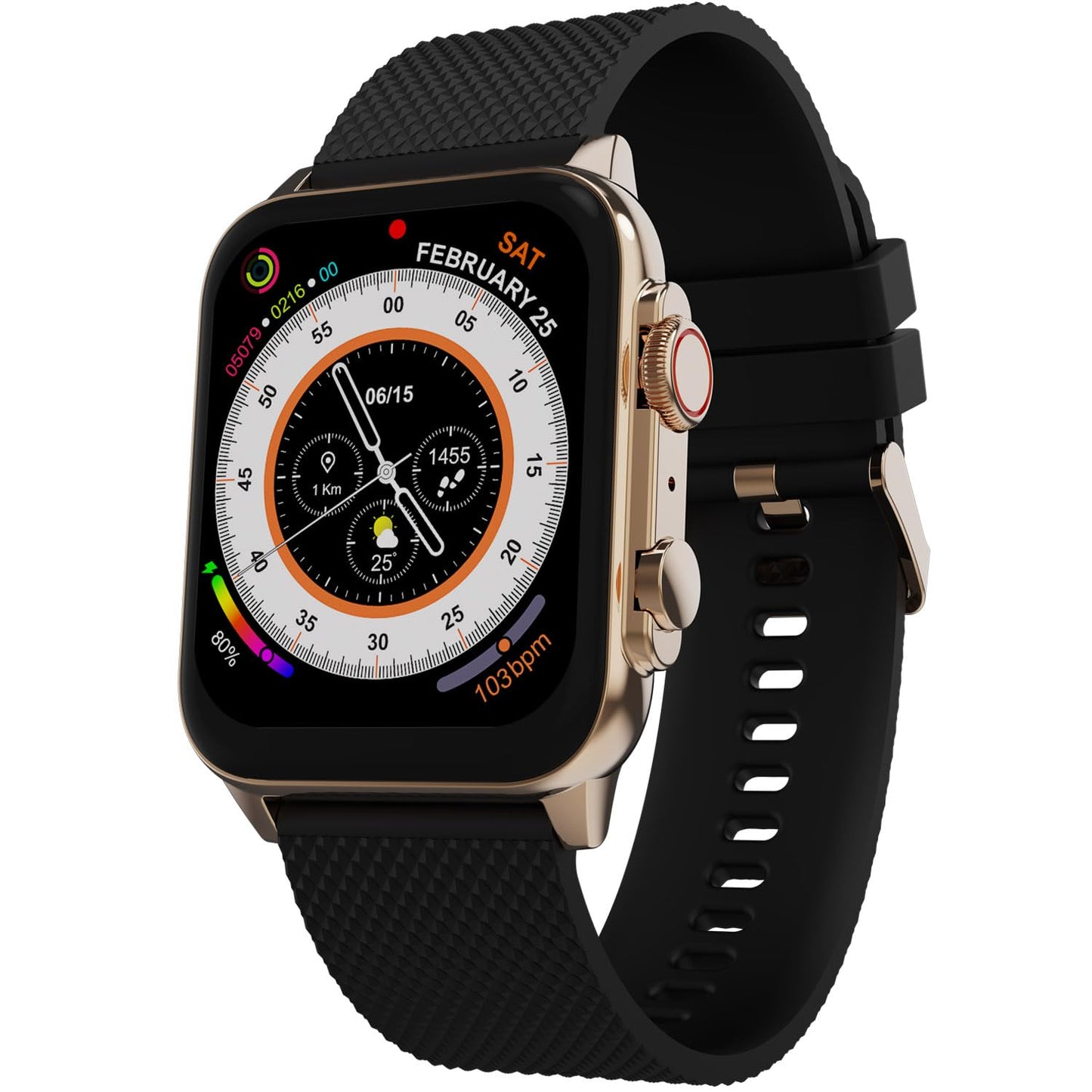 Maxima Hunt 1.78" Super AMOLED Smart Watch, Bluetooth Calling, 368x488 Resolution,1000 Nits,60hz Refresh, Metallic Build, AI Voice Assistant, BT 5.2 Seamless Connection, Active Crown (Rose Gold Black) SaumyasStore