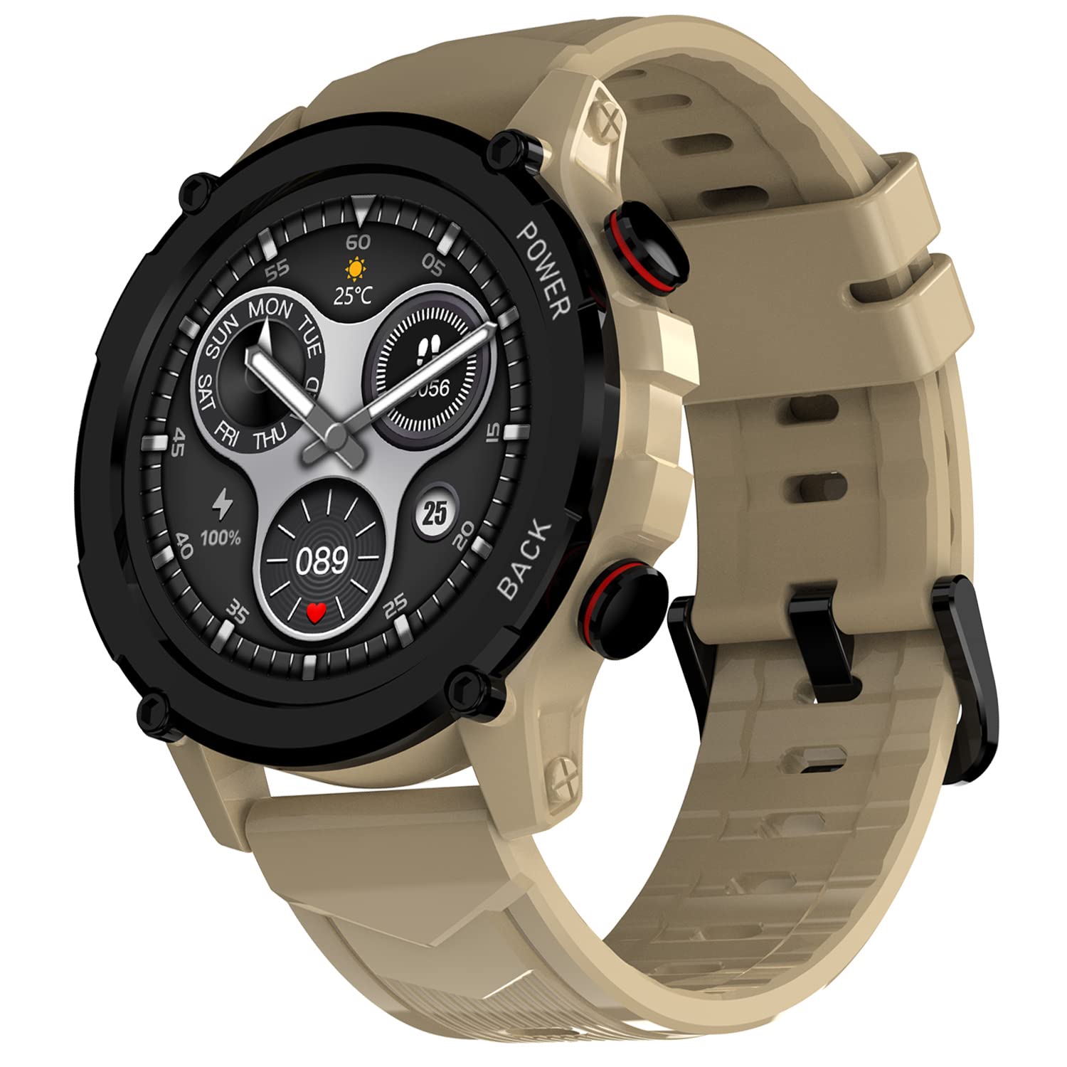 Maxima Max Pro X4+ Rugged Bluetooth Calling Smart Watch 1.32" Round Always on Premium Display with 360x360 px Resolution, AI Voice Assitant, Advance UI, 340 mah Big Battery, HR/SpO2, 150+ Watch Faces SaumyasStore