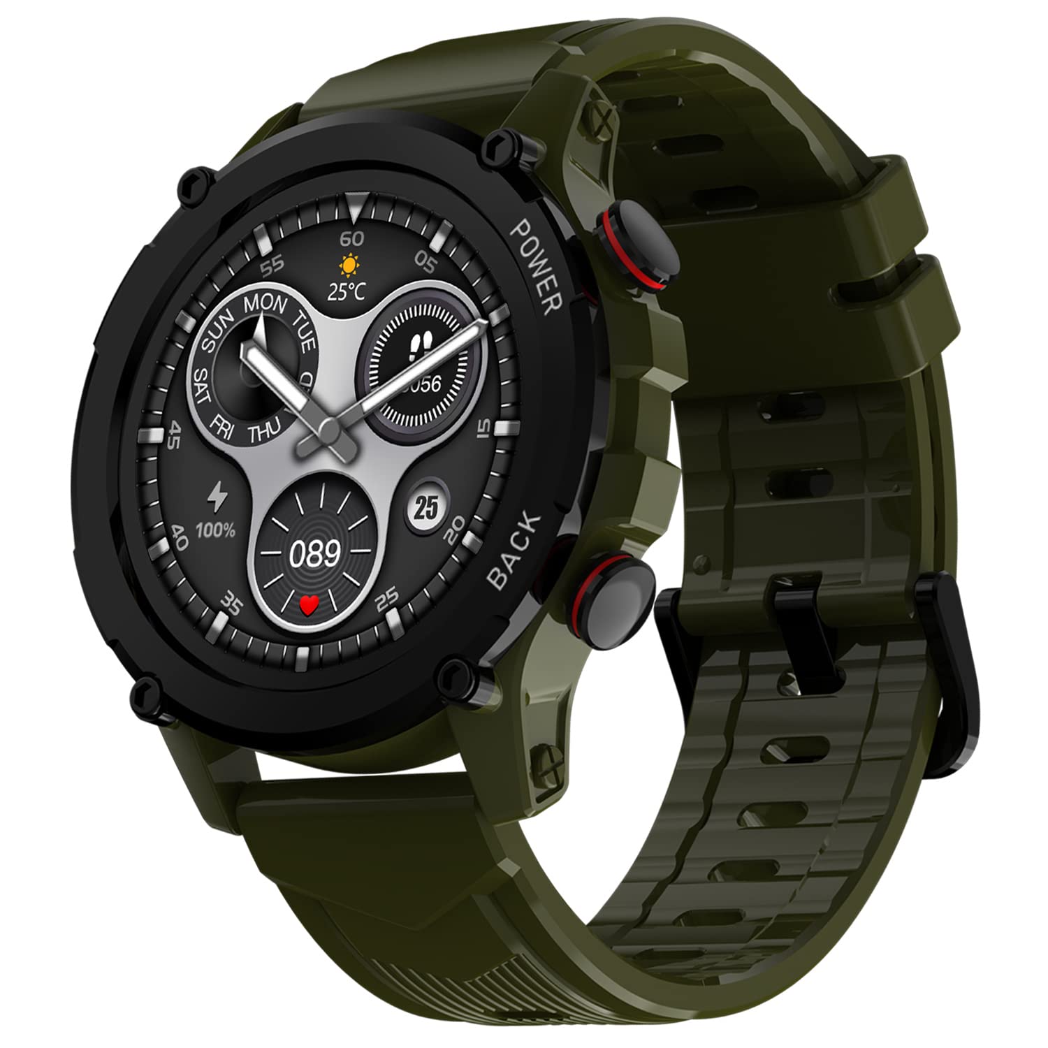 Maxima Max Pro X4+ Rugged Bluetooth Calling Smart Watch 1.32" Round Always on Premium Display with 360x360 px Resolution, AI Voice Assitant, Advance UI, 340 mah Big Battery, HR/SpO2, 150+ Watch Faces SaumyasStore