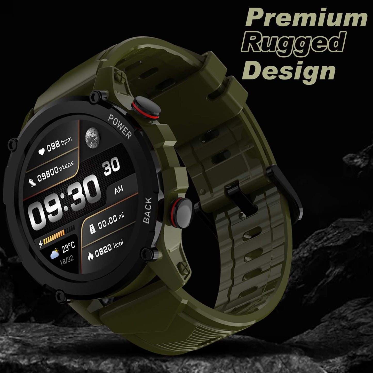 Maxima Max Pro X4+ Rugged Bluetooth Calling Smart Watch 1.32" Round Always on Premium Display with 360x360 px Resolution, AI Voice Assitant, Advance UI, 340 mah Big Battery, HR/SpO2, 150+ Watch Faces SaumyasStore