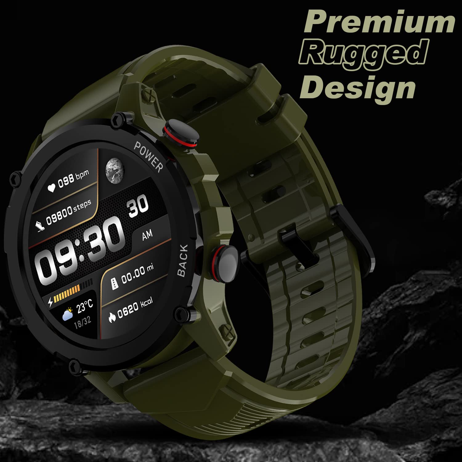 Maxima Max Pro X4+ Rugged Bluetooth Calling Smart Watch 1.32" Round Always on Premium Display with 360x360 px Resolution, AI Voice Assitant, Advance UI, 340 mah Big Battery, HR/SpO2, 150+ Watch Faces SaumyasStore