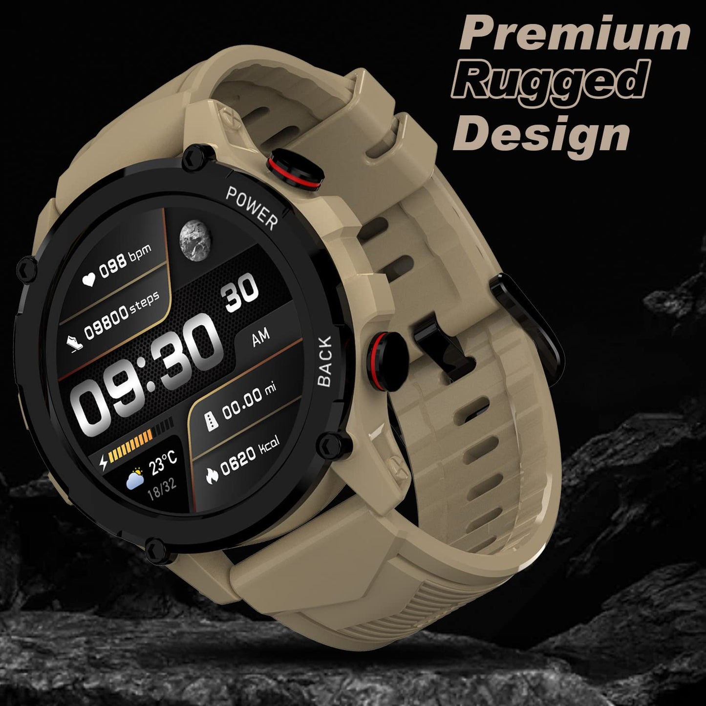 Maxima Max Pro X4+ Rugged Bluetooth Calling Smart Watch 1.32" Round Always on Premium Display with 360x360 px Resolution, AI Voice Assitant, Advance UI, 340 mah Big Battery, HR/SpO2, 150+ Watch Faces SaumyasStore